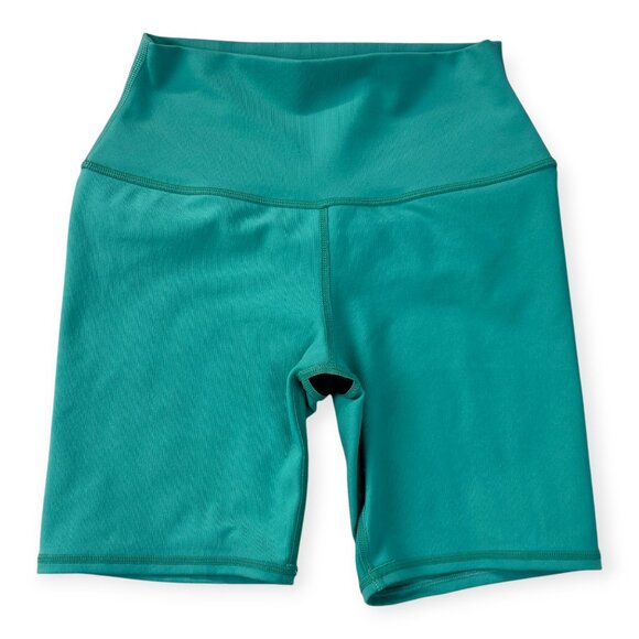 Alo Yoga Shorts Womens XS High Waist Biker in Teal Green Athletic Workout Wear - Picture 4 of 7